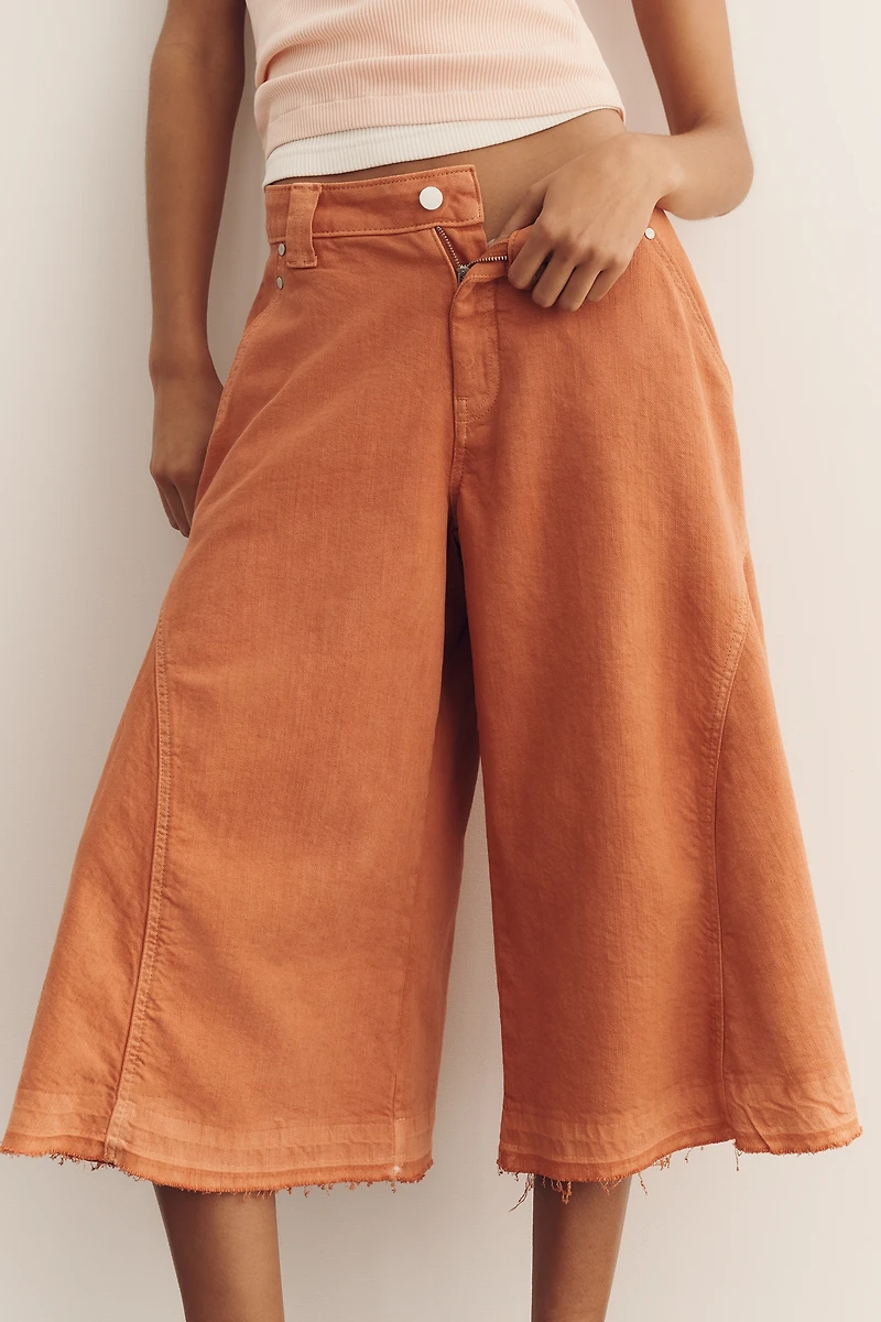 Pilcro Regenerative Cotton Circle Crop High-Rise Culotte Jeans