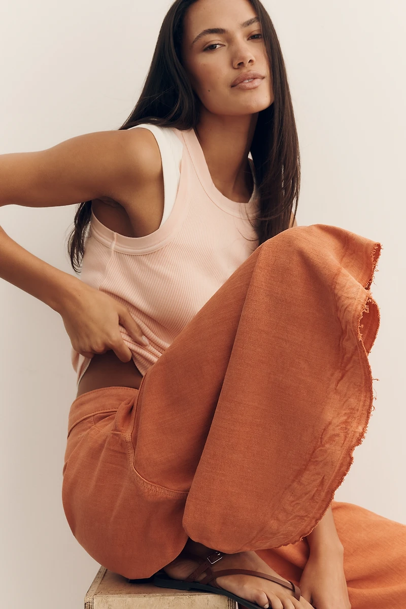 Pilcro Regenerative Cotton Circle Crop High-Rise Culotte Jeans