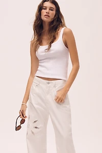 Adi Mid-Rise Relaxed Wide-Leg Embroidered Jeans by Pilcro