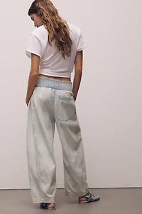 Reese Barrel-Leg Pants Cross-Weave Cotton
