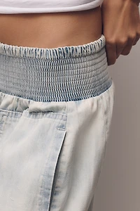 Reese Barrel-Leg Pants Cross-Weave Cotton