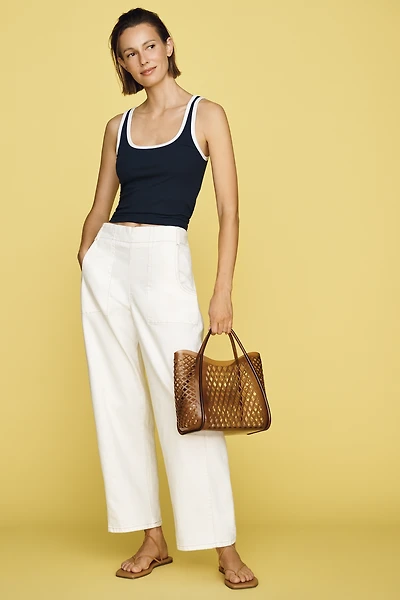 Maeve Painter Mid-Rise Tapered Jeans