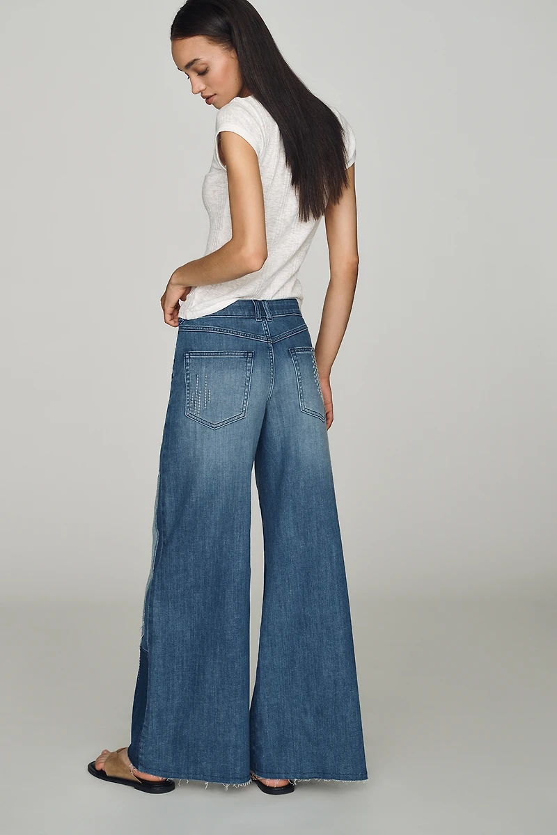 Pilcro Lyra Patchwork Mid-Rise Wide-Leg Jeans