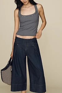 Maeve Reworked High-Rise Wide-Leg Culotte Jeans