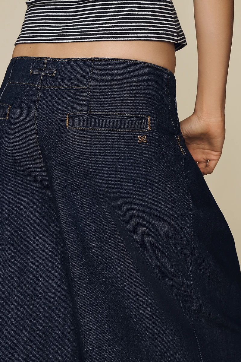 Maeve Reworked High-Rise Wide-Leg Culotte Jeans
