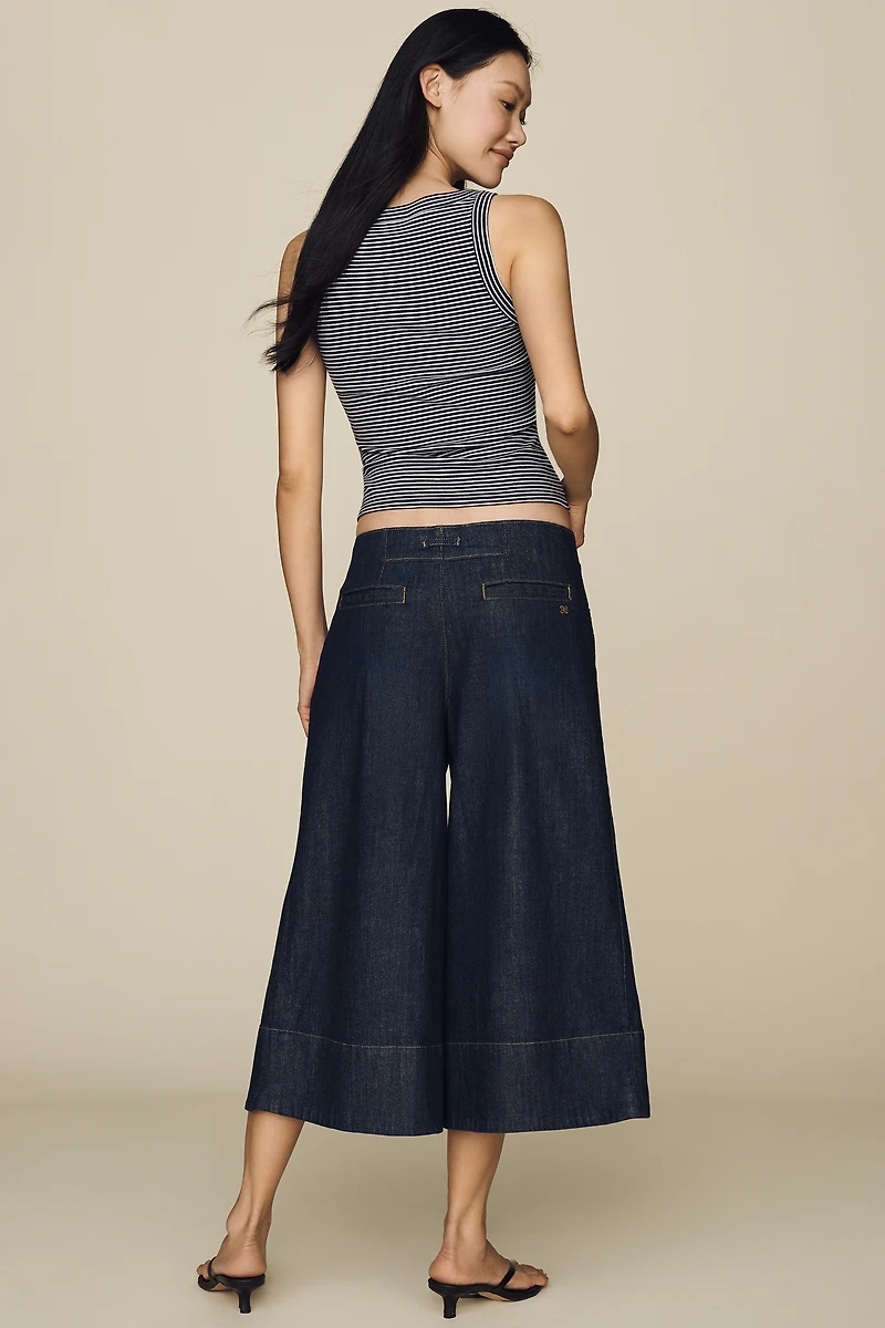 Maeve Reworked High-Rise Wide-Leg Culotte Jeans