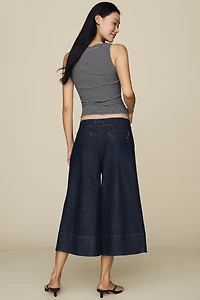 Maeve Reworked High-Rise Wide-Leg Culotte Jeans