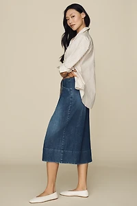 Maeve Reworked High-Rise Wide-Leg Culotte Jeans