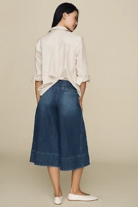 Maeve Reworked High-Rise Wide-Leg Culotte Jeans