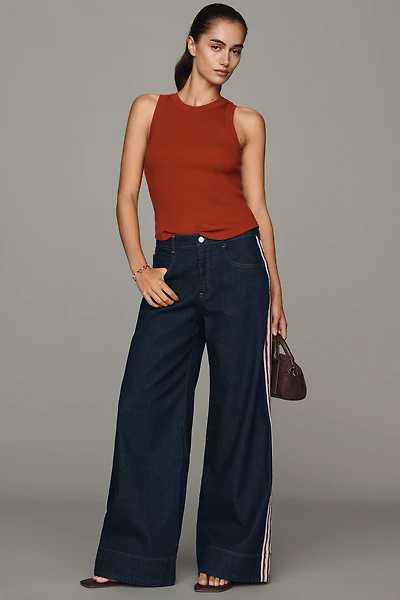 Pilcro Azura High-Rise Wide-Leg Track Stripe Jeans