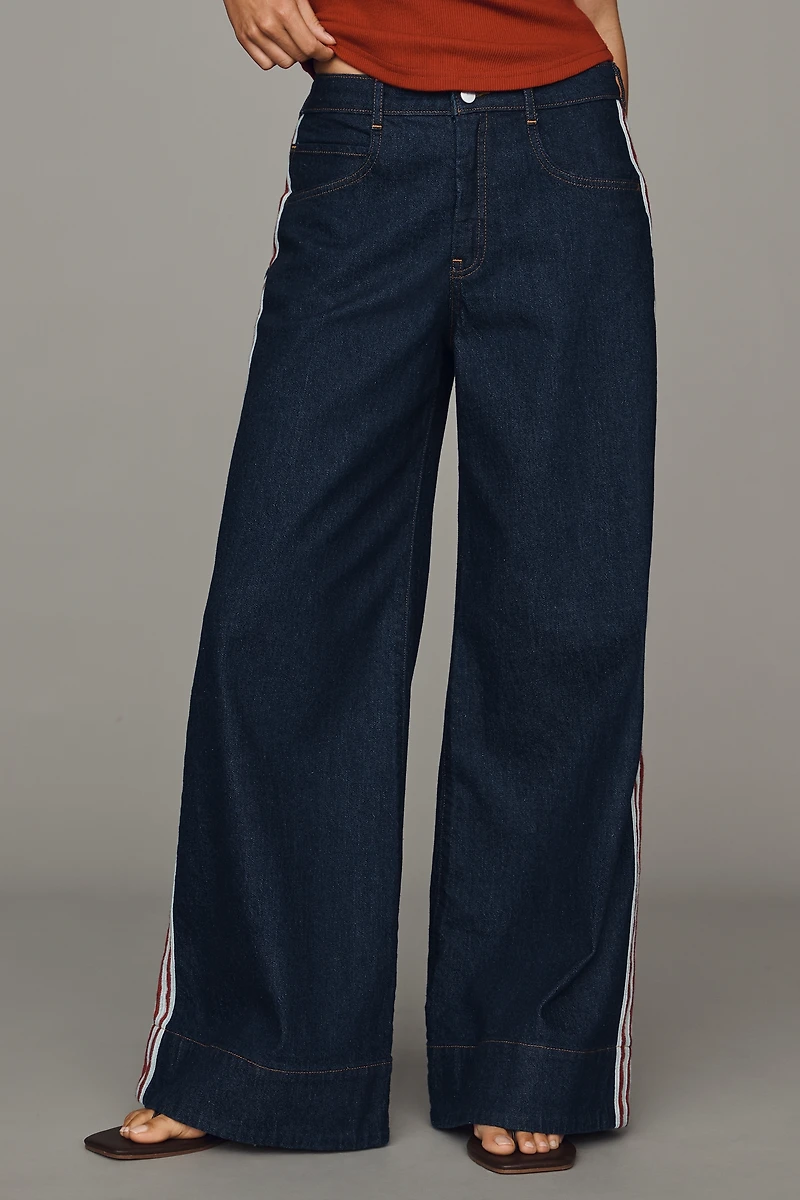 Pilcro Azura High-Rise Wide-Leg Track Stripe Jeans