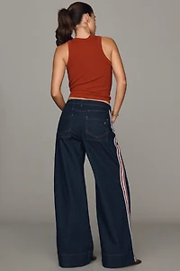 Pilcro Azura High-Rise Wide-Leg Track Stripe Jeans