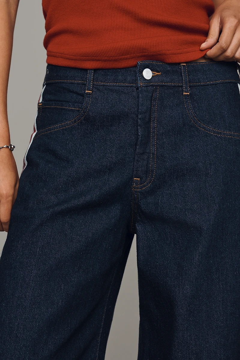 Pilcro Azura High-Rise Wide-Leg Track Stripe Jeans