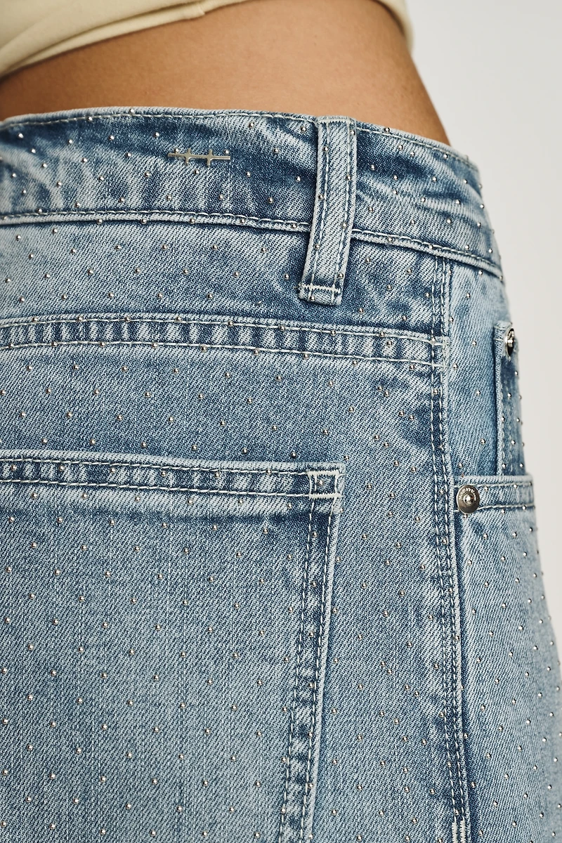 Habitual Gemma High-Rise Wide-Leg Studded Jeans