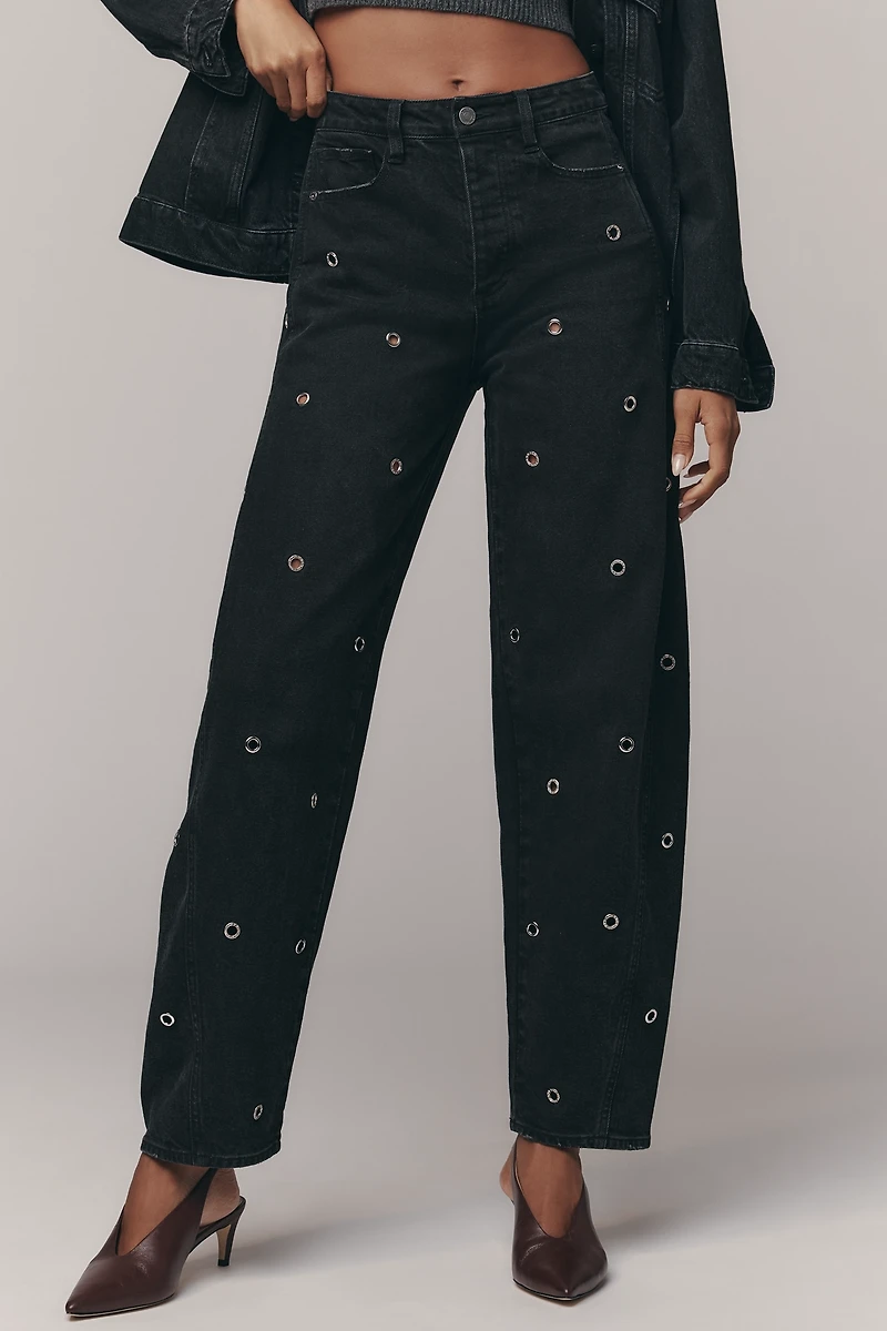 Habitual Evie High-Rise Embellished Barrel Jeans