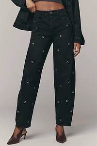 Habitual Evie High-Rise Embellished Barrel Jeans