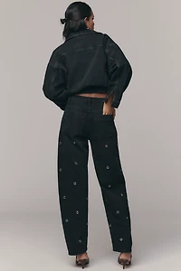 Habitual Evie High-Rise Embellished Barrel Jeans