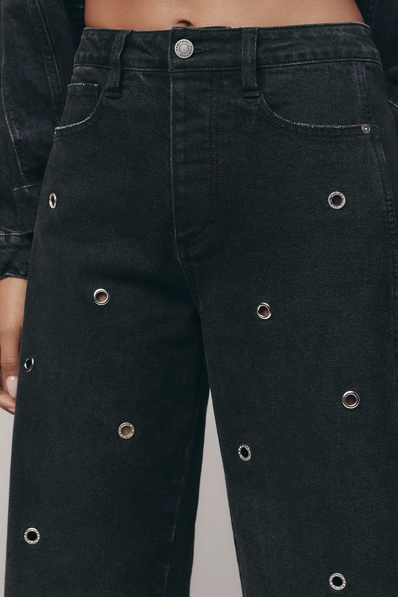 Habitual Evie High-Rise Embellished Barrel Jeans