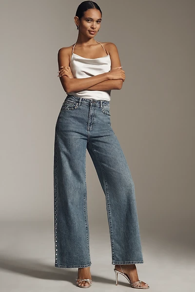 Habitual Gemma High-Rise Wide-Leg Studded Jeans