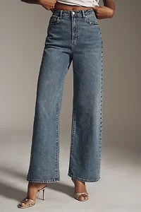 Habitual Gemma High-Rise Wide-Leg Studded Jeans