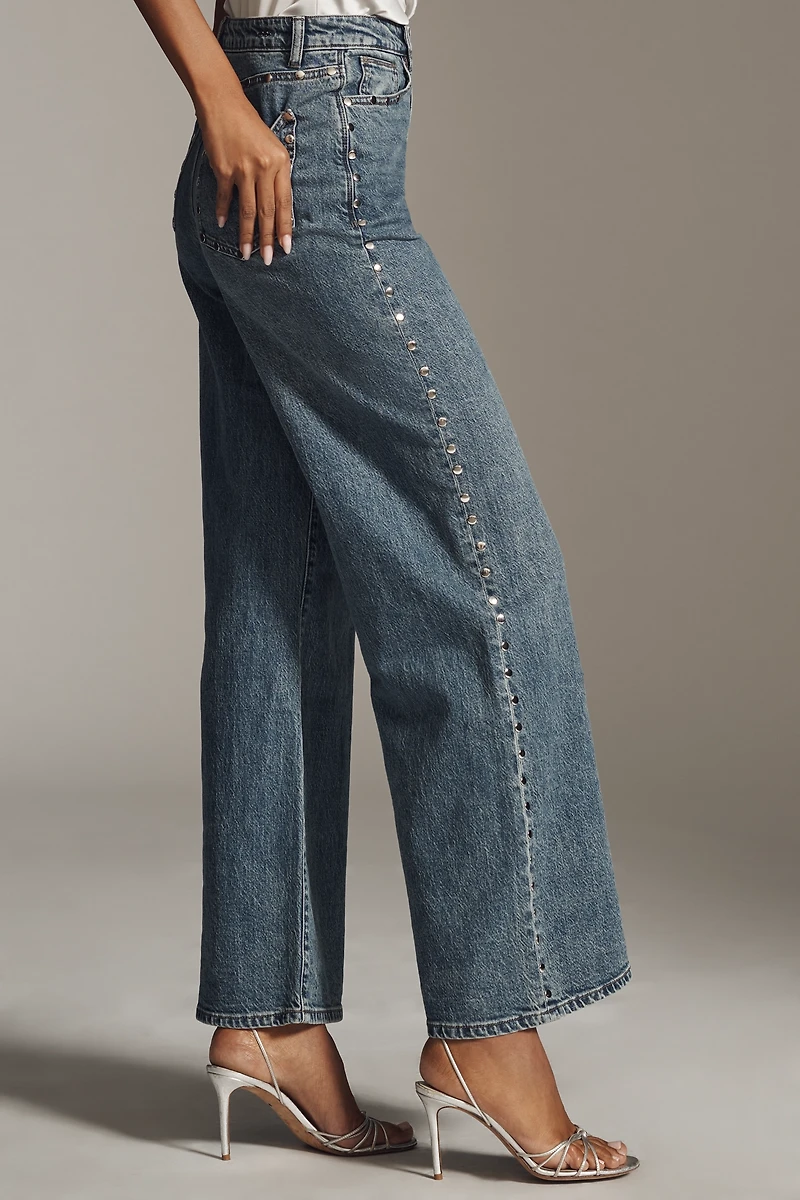 Habitual Gemma High-Rise Wide-Leg Studded Jeans