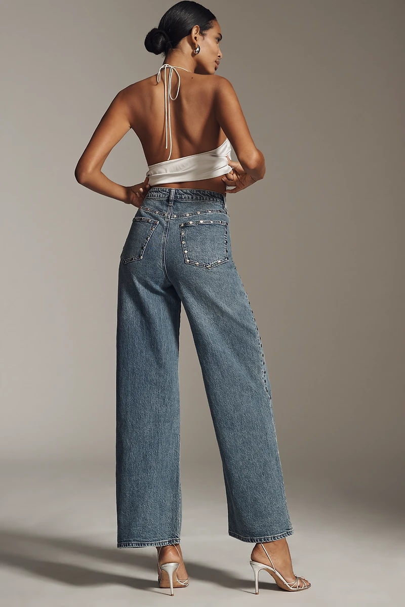 Habitual Gemma High-Rise Wide-Leg Studded Jeans