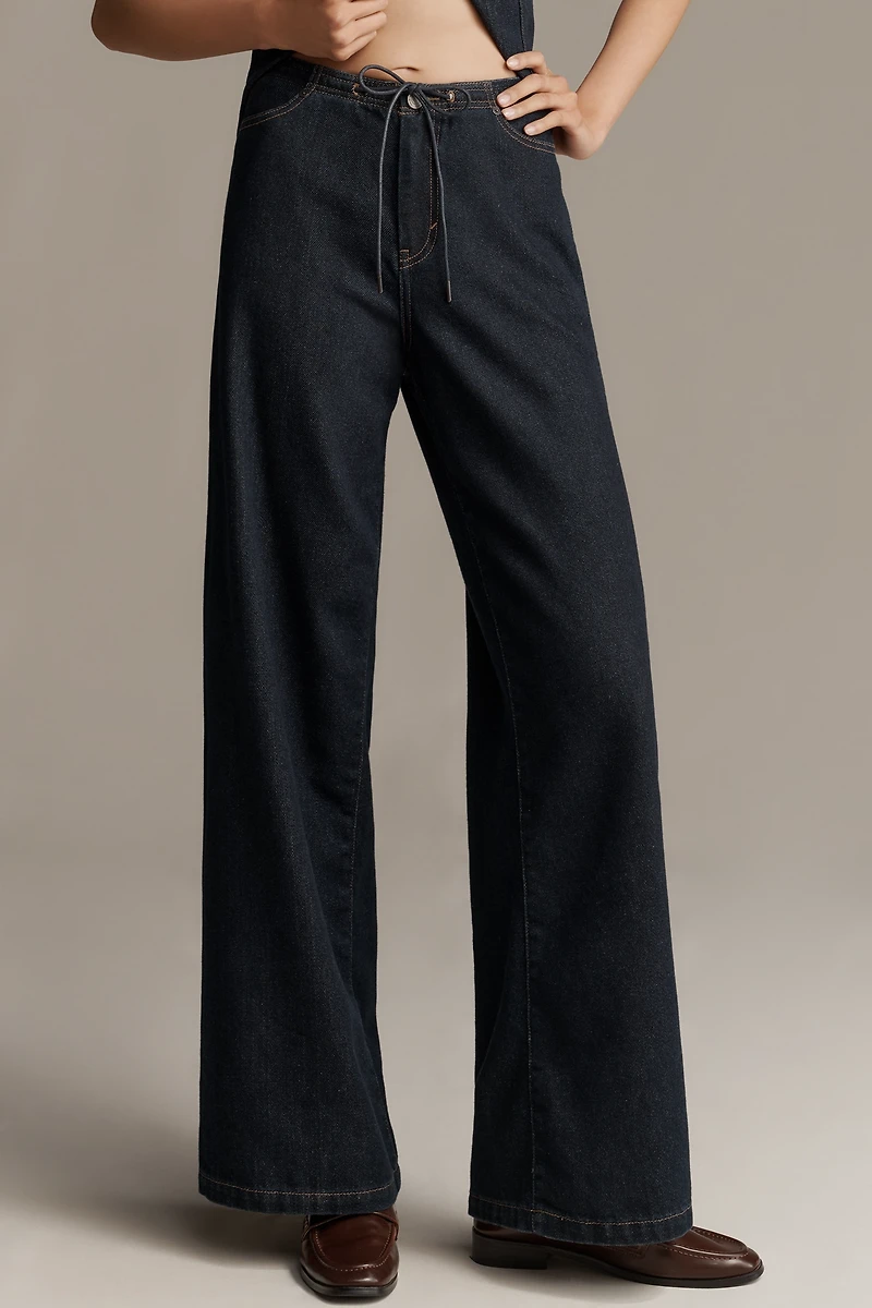 Habitual Jade High-Rise Wide-Leg Drawstring Jeans