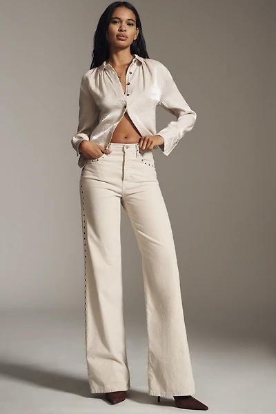 RE/DONE High-Rise Vintage Studded Wide-Leg Jeans