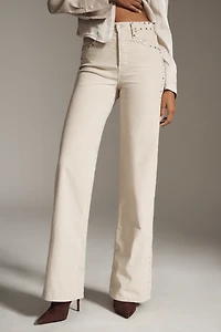 RE/DONE High-Rise Vintage Studded Wide-Leg Jeans