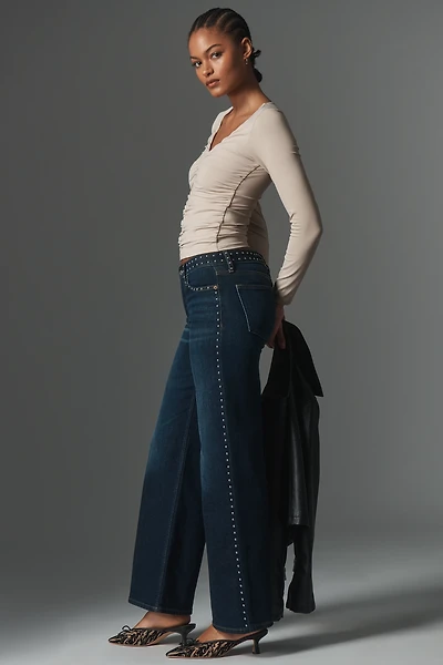 RE/DONE Studded Mid-Rise Wide-Leg Jeans