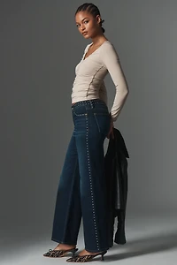 RE/DONE Studded Mid-Rise Wide-Leg Jeans