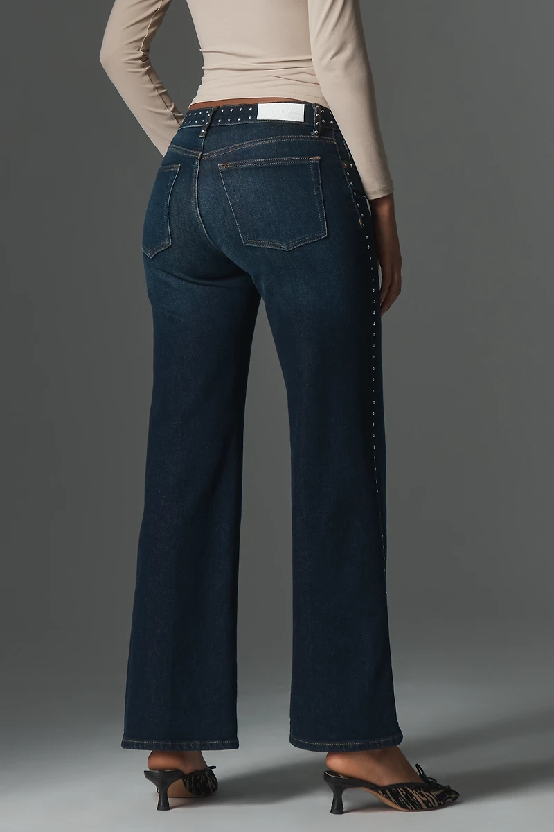 RE/DONE Studded Mid-Rise Wide-Leg Jeans
