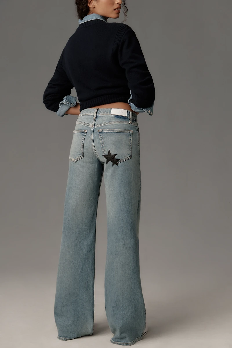 RE/DONE Star-Embellished Mid-Rise Wide-Leg Jeans