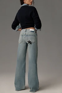 RE/DONE Star-Embellished Mid-Rise Wide-Leg Jeans