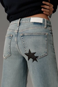 RE/DONE Star-Embellished Mid-Rise Wide-Leg Jeans
