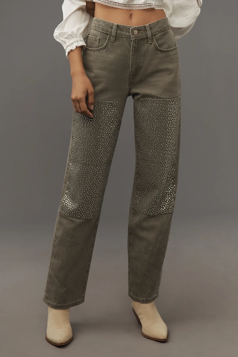 Triarchy Birkin Chap Mid-Rise Embellished Jeans
