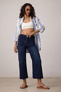 Maeve Colette Knit High-Rise Wide-Leg Cropped Jeans