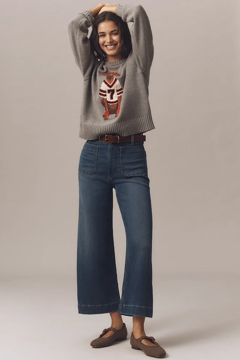 The Colette Knit Crop High-Rise Wide-Leg Jeans by Maeve