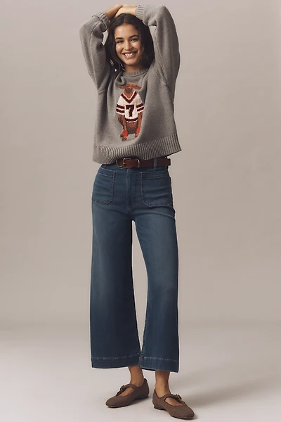 The Colette Knit Crop High-Rise Wide-Leg Jeans by Maeve