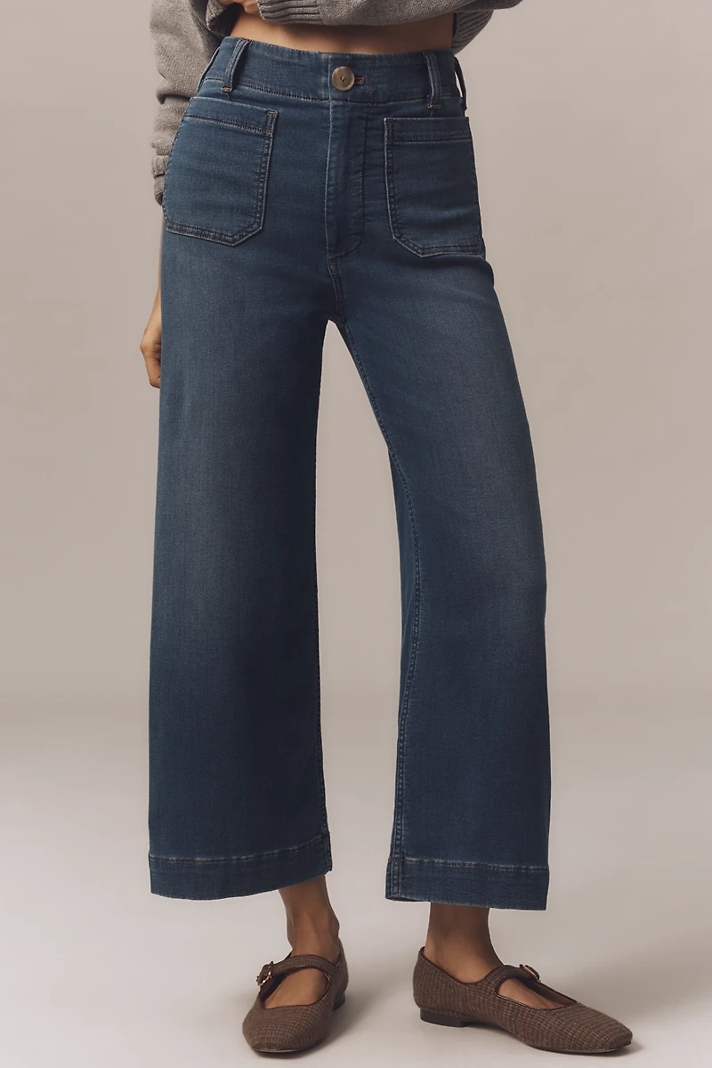 The Colette Knit Crop High-Rise Wide-Leg Jeans by Maeve