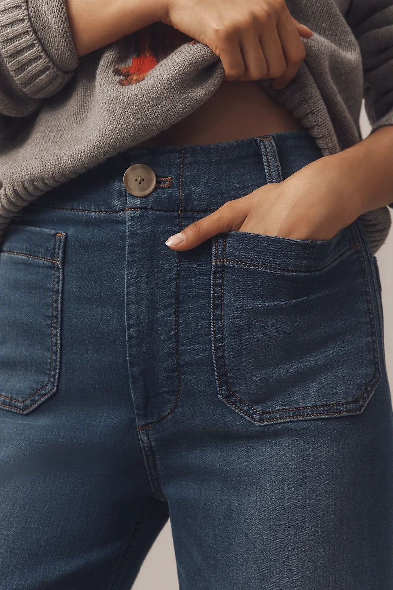 The Colette Knit Crop High-Rise Wide-Leg Jeans by Maeve