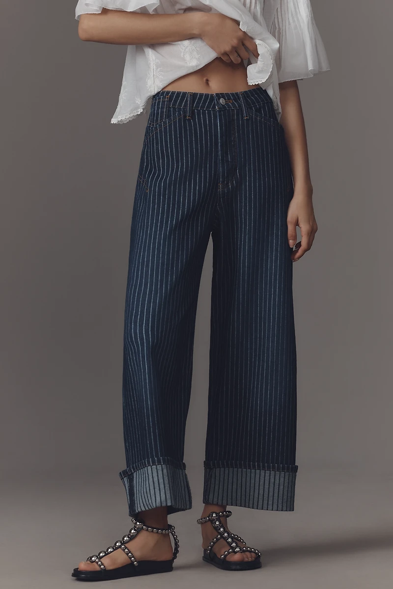The Kayden Railroad Stripe Barrel Carpenter Jeans by Pilcro