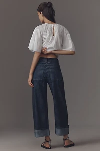 The Kayden Railroad Stripe Barrel Carpenter Jeans by Pilcro