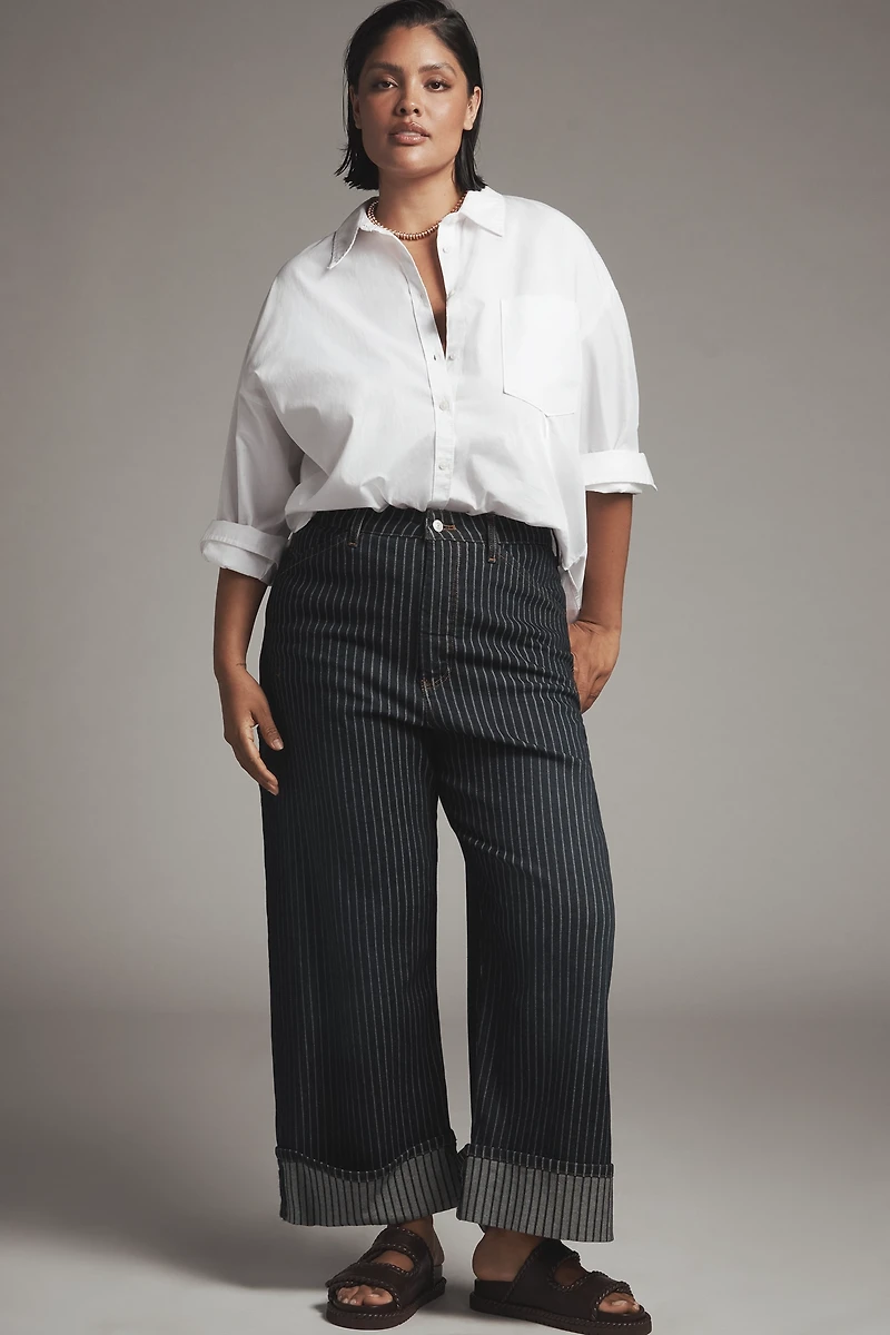 The Kayden Railroad Stripe Barrel Carpenter Jeans by Pilcro