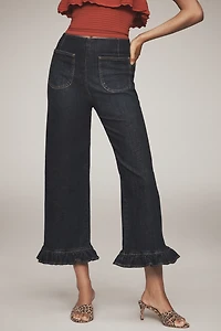 The Colette Ruffled Crop Wide-Leg Jeans by Maeve