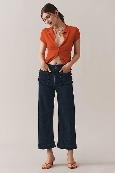 The Colette Scallop-Pocket Crop Wide-Leg Jeans by Maeve