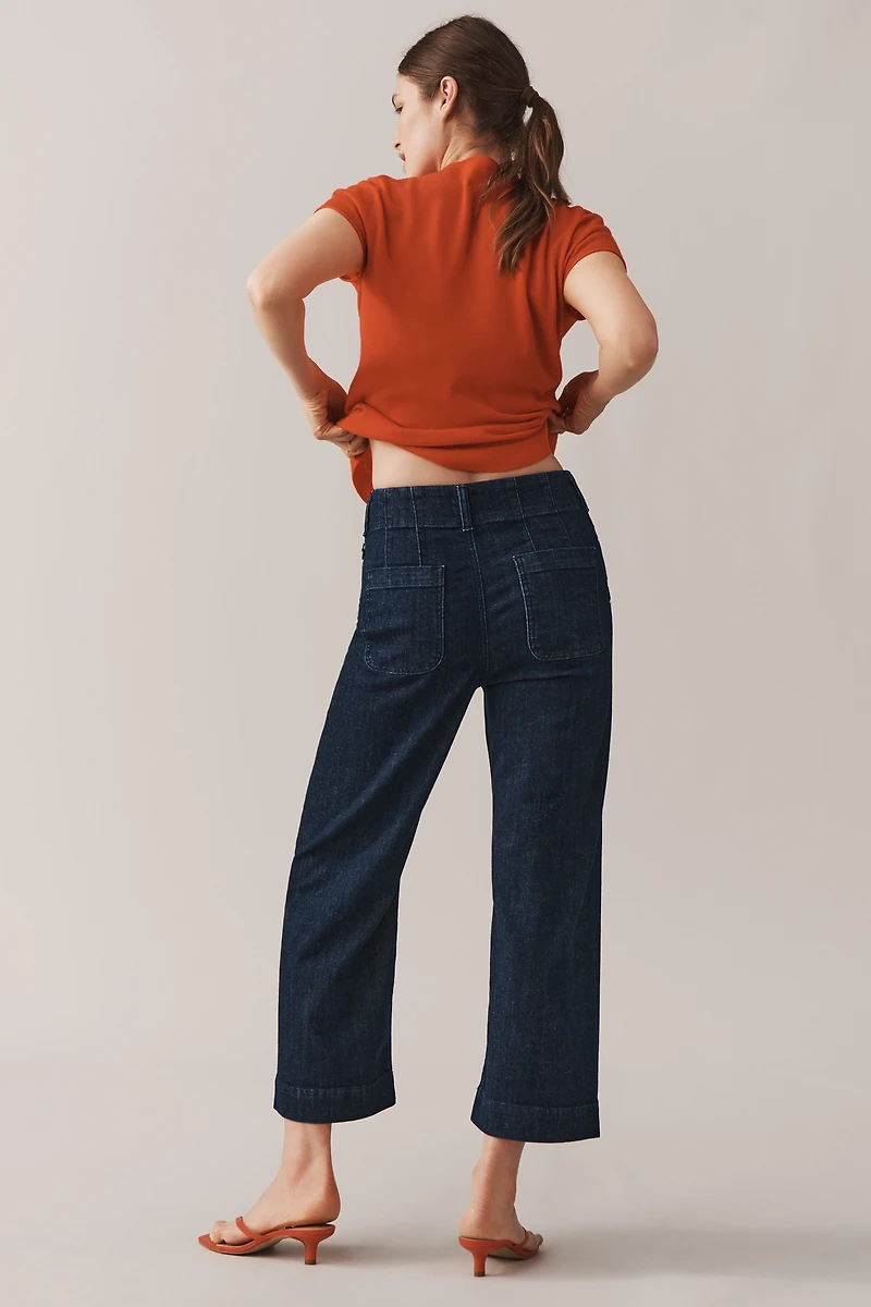 The Colette Scallop-Pocket Crop Wide-Leg Jeans by Maeve