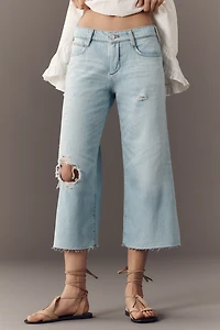 Pilcro Low-Rise Crop Wide-Leg Distressed Jeans