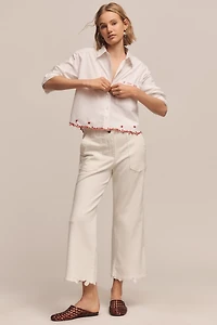 The Naomi Embroidered High-Rise Crop Wide-Leg Jeans