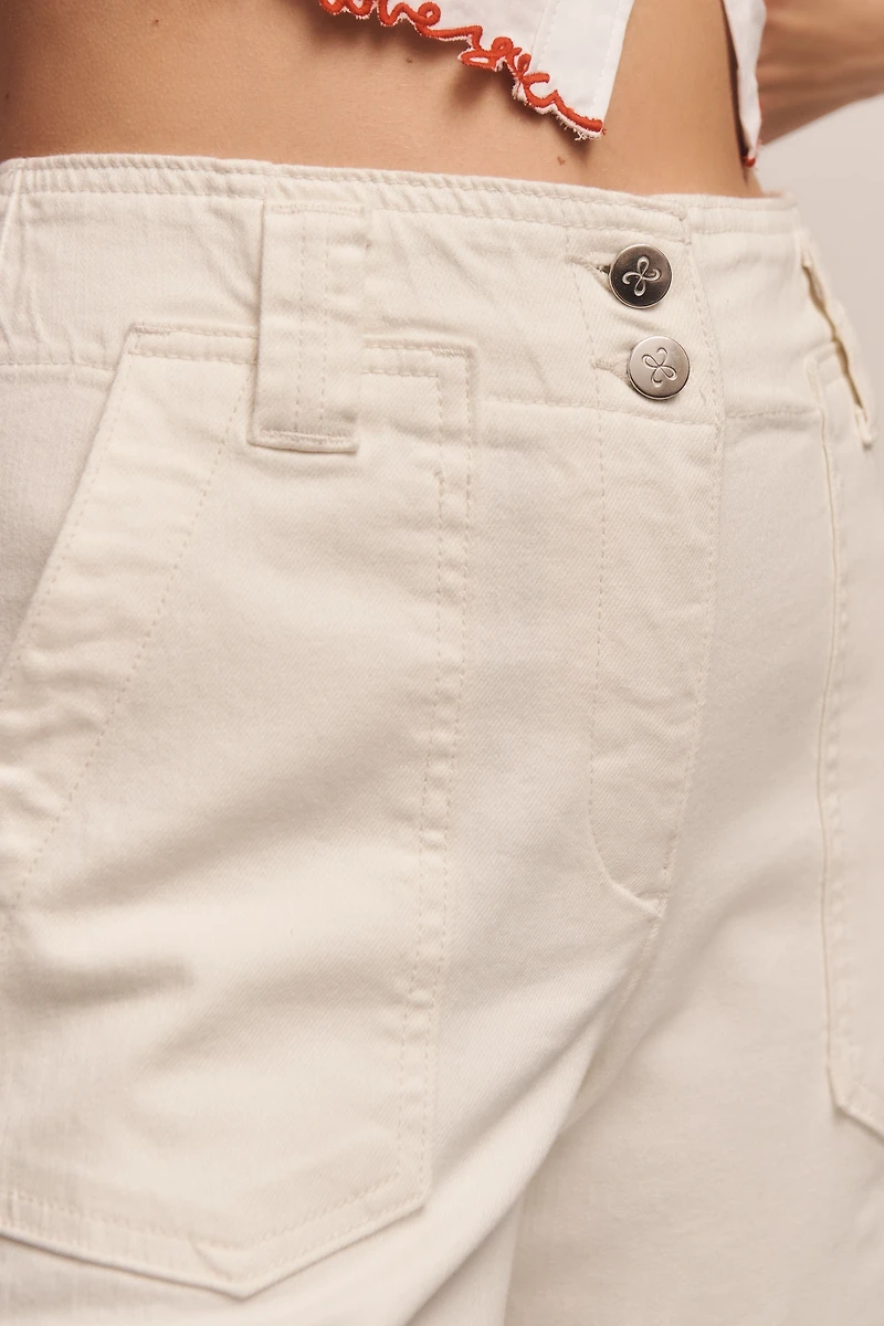 The Naomi Embroidered High-Rise Crop Wide-Leg Jeans